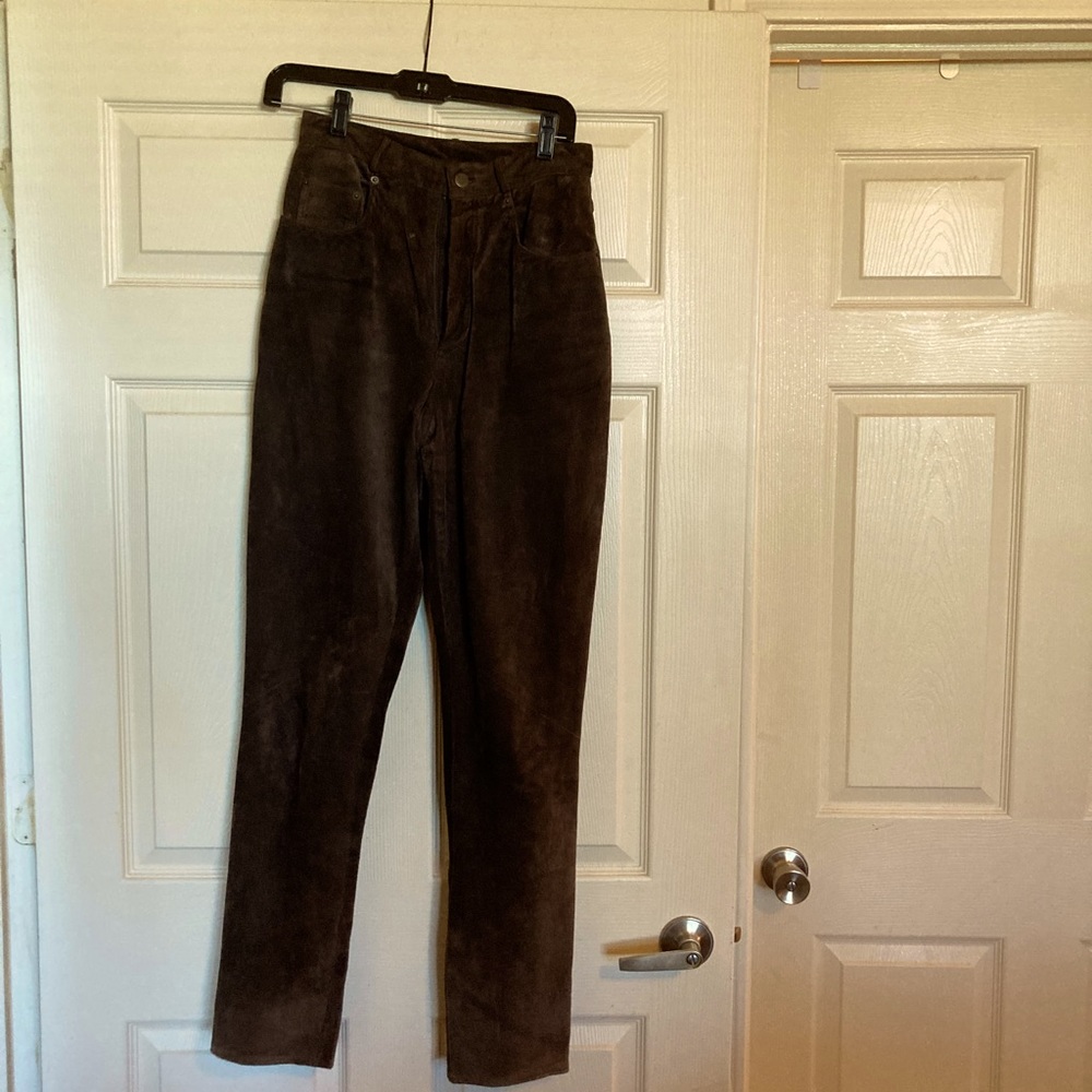 Suede leather brown jeans